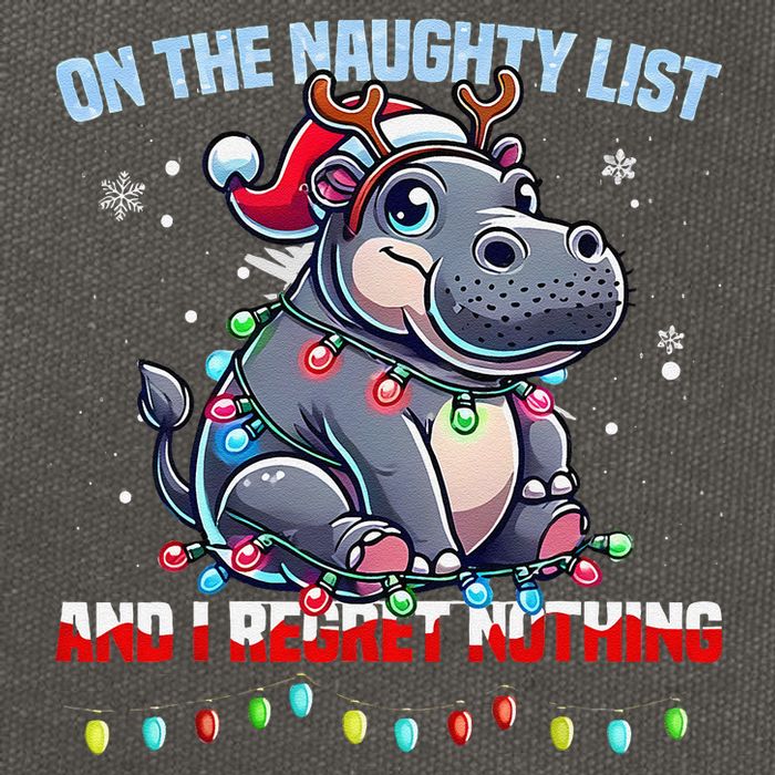 Moo Deng On The List Of Naughty And I Regret Nothing Xmas Cotton Canvas Backpack