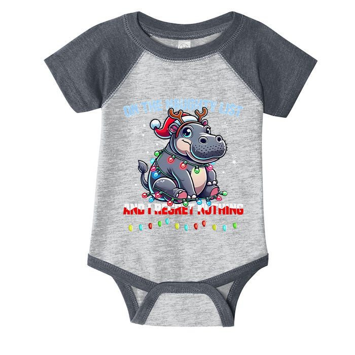 Moo Deng On The List Of Naughty And I Regret Nothing Xmas Infant Baby Jersey Bodysuit