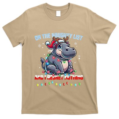 Moo Deng On The List Of Naughty And I Regret Nothing Xmas T-Shirt