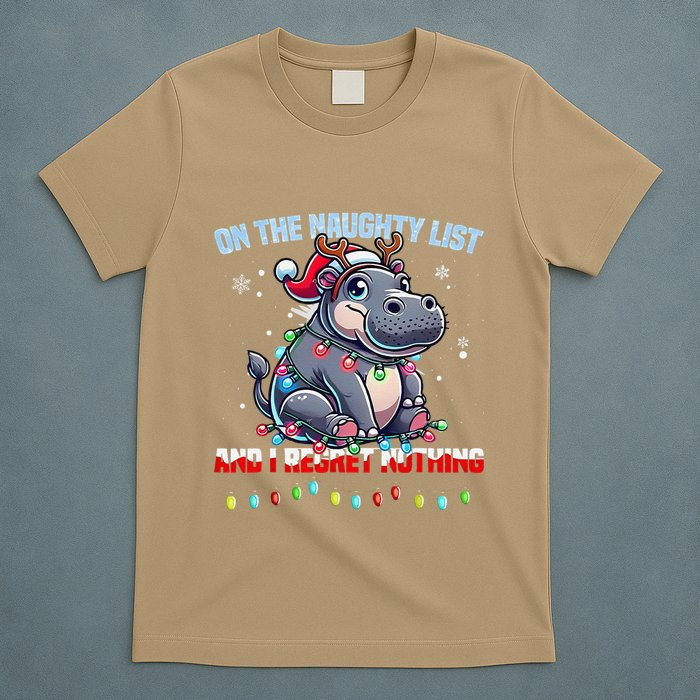 Moo Deng On The List Of Naughty And I Regret Nothing Xmas T-Shirt