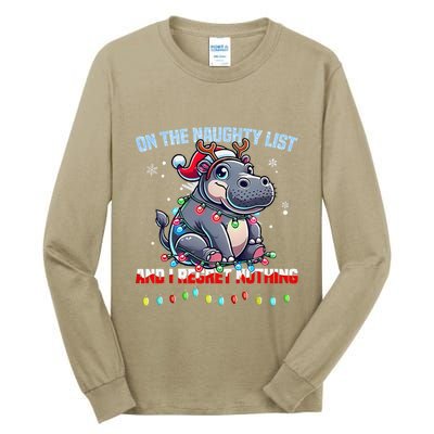 Moo Deng On The List Of Naughty And I Regret Nothing Xmas Tall Long Sleeve T-Shirt