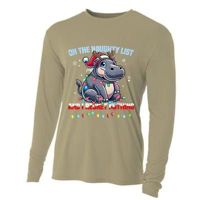 Moo Deng On The List Of Naughty And I Regret Nothing Xmas Cooling Performance Long Sleeve Crew