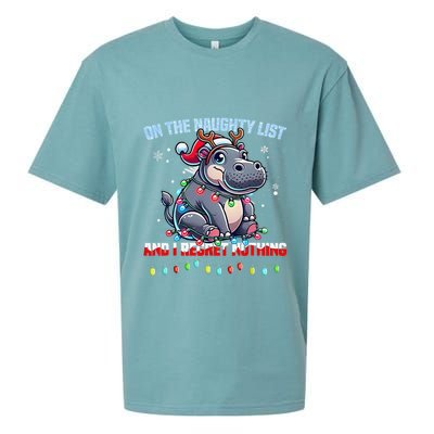 Moo Deng On The List Of Naughty And I Regret Nothing Xmas Sueded Cloud Jersey T-Shirt