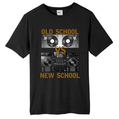 Music Djs Old School Vs New School Turntable Dj Equipt Cute Gift Tall Fusion ChromaSoft Performance T-Shirt