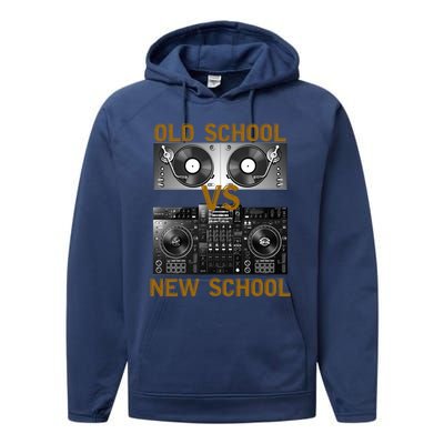 Music Djs Old School Vs New School Turntable Dj Equipt Cute Gift Performance Fleece Hoodie