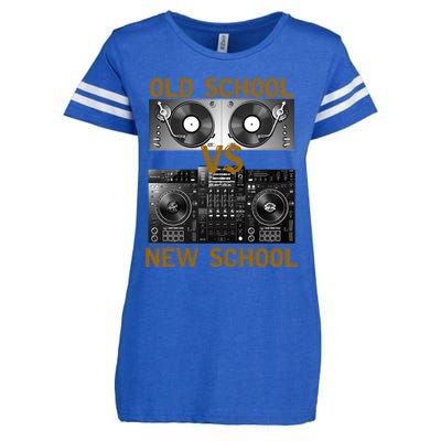 Music Djs Old School Vs New School Turntable Dj Equipt Cute Gift Enza Ladies Jersey Football T-Shirt