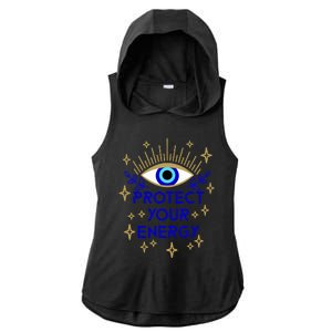 Mal De Ojo Evil Eye Protect Your Energy Ladies PosiCharge Tri-Blend Wicking Draft Hoodie Tank