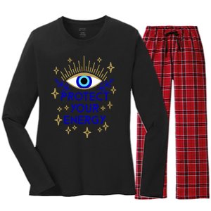 Mal De Ojo Evil Eye Protect Your Energy Women's Long Sleeve Flannel Pajama Set 