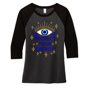 Mal De Ojo Evil Eye Protect Your Energy Women's Tri-Blend 3/4-Sleeve Raglan Shirt