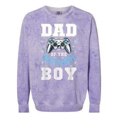 Men Dad Of The Birthday Boy Matching Video Gamer Birthday Party Colorblast Crewneck Sweatshirt