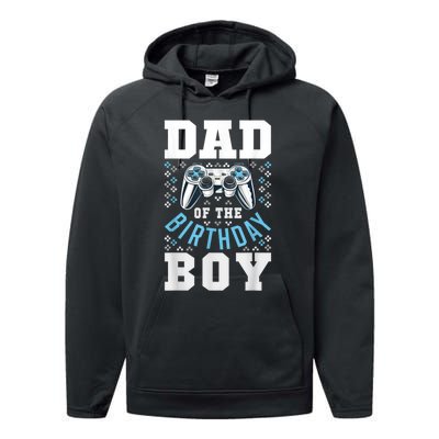 Men Dad Of The Birthday Boy Matching Video Gamer Birthday Party Performance Fleece Hoodie