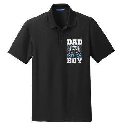 Men Dad Of The Birthday Boy Matching Video Gamer Birthday Party Dry Zone Grid Polo