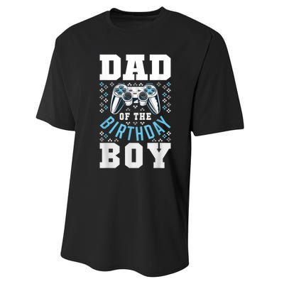 Men Dad Of The Birthday Boy Matching Video Gamer Birthday Party Performance Sprint T-Shirt