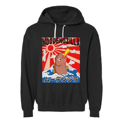 Moo Deng Pygmy Hippopotamus Funny Moodengzilla Garment-Dyed Fleece Hoodie