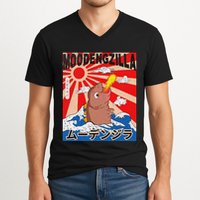 Moo Deng Pygmy Hippopotamus Funny Moodengzilla V-Neck T-Shirt