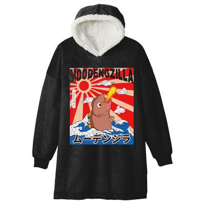 Moo Deng Pygmy Hippopotamus Funny Moodengzilla Hooded Wearable Blanket