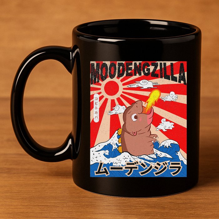 Moo Deng Pygmy Hippopotamus Funny Moodengzilla 11oz C Handle Ceramic Mug