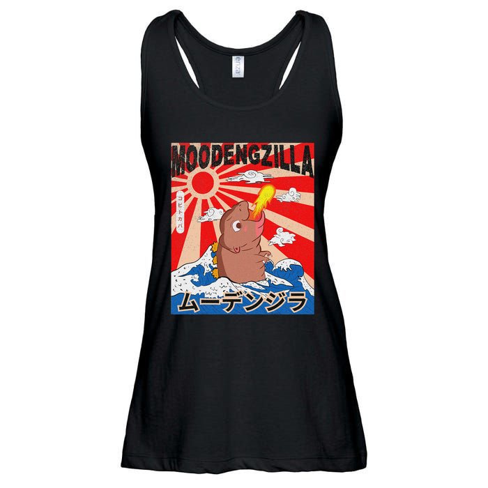 Moo Deng Pygmy Hippopotamus Funny Moodengzilla Ladies Essential Flowy Tank