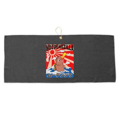 Moo Deng Pygmy Hippopotamus Funny Moodengzilla Large Microfiber Waffle Golf Towel