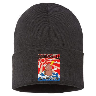 Moo Deng Pygmy Hippopotamus Funny Moodengzilla Sustainable Knit Beanie