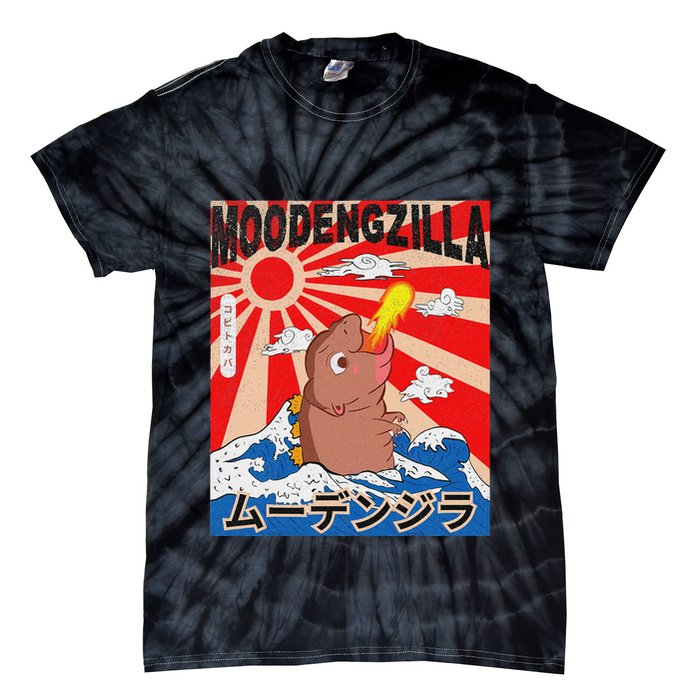 Moo Deng Pygmy Hippopotamus Funny Moodengzilla Tie-Dye T-Shirt