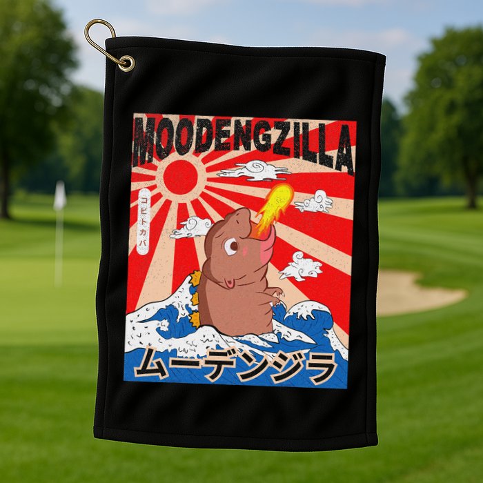 Moo Deng Pygmy Hippopotamus Funny Moodengzilla Golf Towel