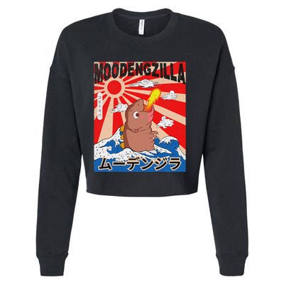 Moo Deng Pygmy Hippopotamus Funny Moodengzilla Cropped Pullover Crew