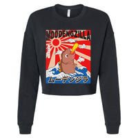 Moo Deng Pygmy Hippopotamus Funny Moodengzilla Cropped Pullover Crew