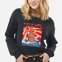 Moo Deng Pygmy Hippopotamus Funny Moodengzilla Cropped Pullover Crew