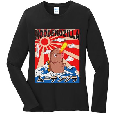 Moo Deng Pygmy Hippopotamus Funny Moodengzilla Ladies Long Sleeve Shirt