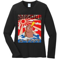 Moo Deng Pygmy Hippopotamus Funny Moodengzilla Ladies Long Sleeve Shirt