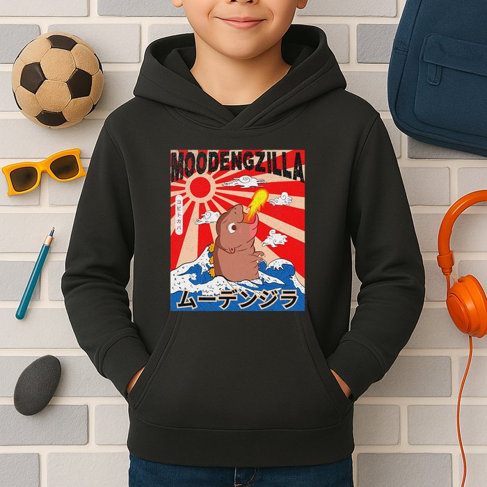 Moo Deng Pygmy Hippopotamus Funny Moodengzilla Kids Hoodie