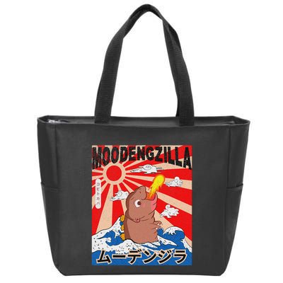 Moo Deng Pygmy Hippopotamus Funny Moodengzilla Zip Tote Bag