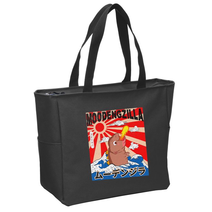 Moo Deng Pygmy Hippopotamus Funny Moodengzilla Zip Tote Bag