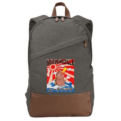 Moo Deng Pygmy Hippopotamus Funny Moodengzilla Cotton Canvas Backpack