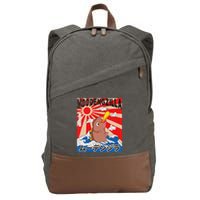 Moo Deng Pygmy Hippopotamus Funny Moodengzilla Cotton Canvas Backpack