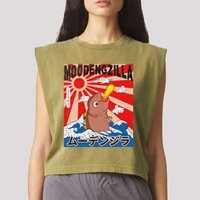 Moo Deng Pygmy Hippopotamus Funny Moodengzilla Garment-Dyed Women's Muscle Tee
