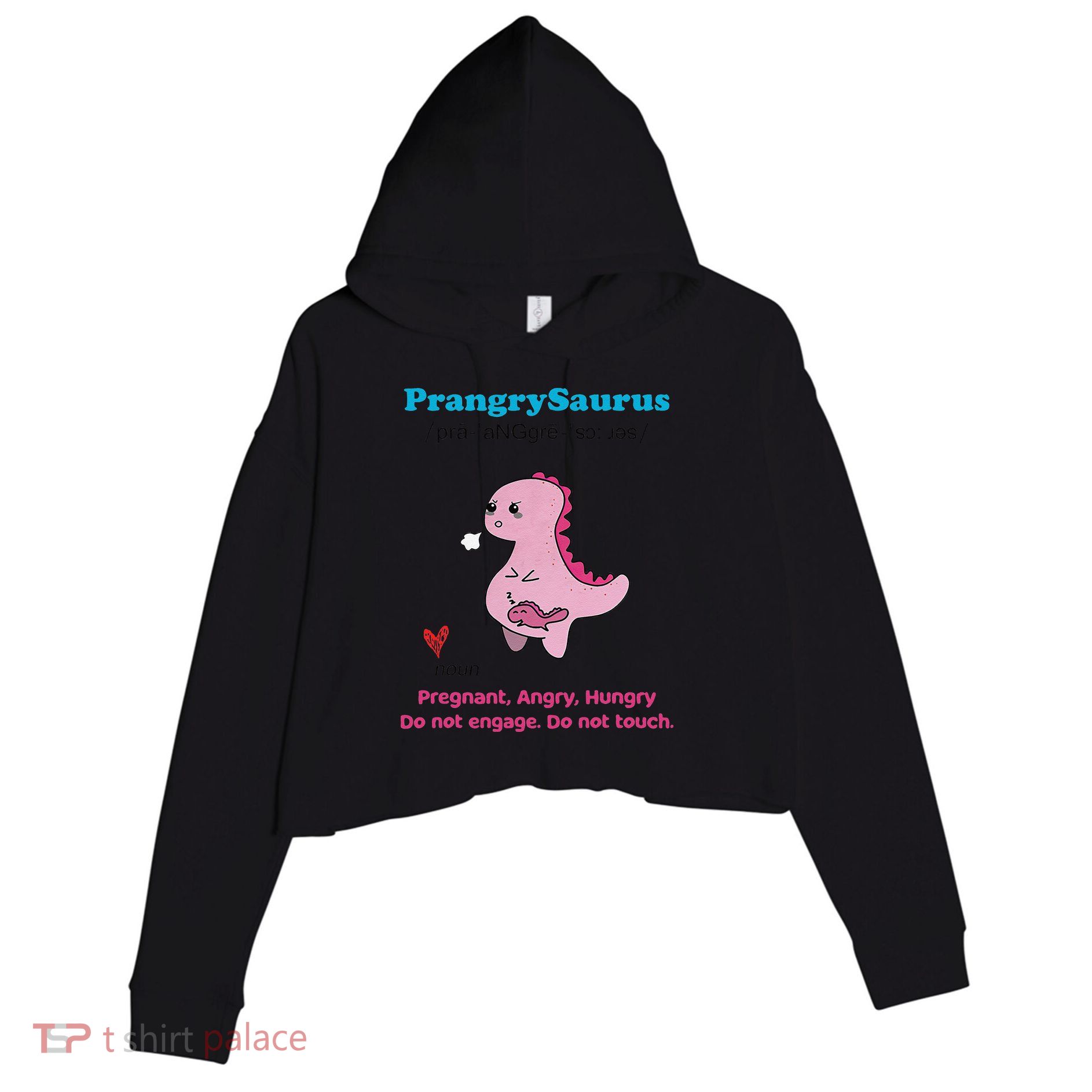 Mother's Day Pregnant Mom Prangrysaurus Pregnancy Surprise Crop Fleece Hoodie
