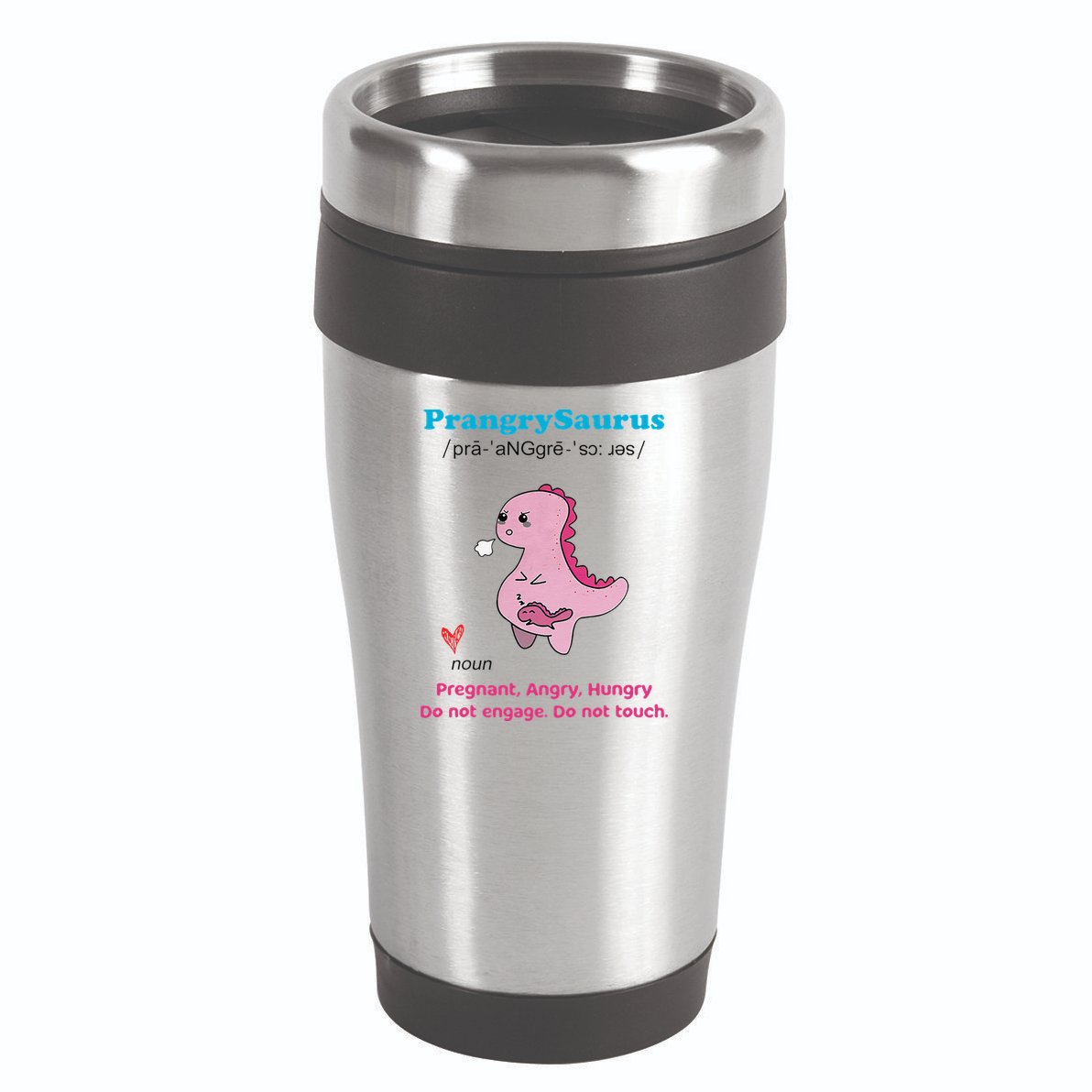 Mother's Day Pregnant Mom Prangrysaurus Pregnancy Surprise 16oz Travel Tumbler