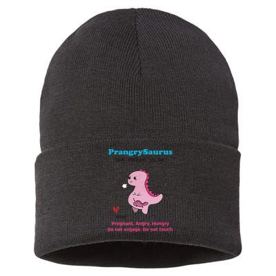 Mother's Day Pregnant Mom Prangrysaurus Pregnancy Surprise Sustainable Knit Beanie