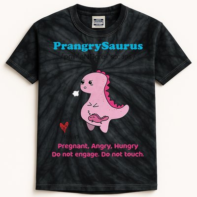 Mother's Day Pregnant Mom Prangrysaurus Pregnancy Surprise Kids Tie-Dye T-Shirt