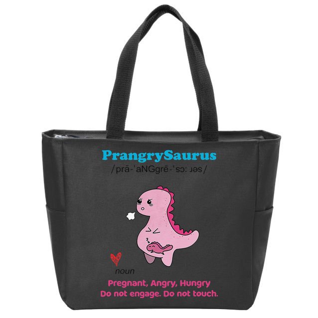 Mother's Day Pregnant Mom Prangrysaurus Pregnancy Surprise Zip Tote Bag