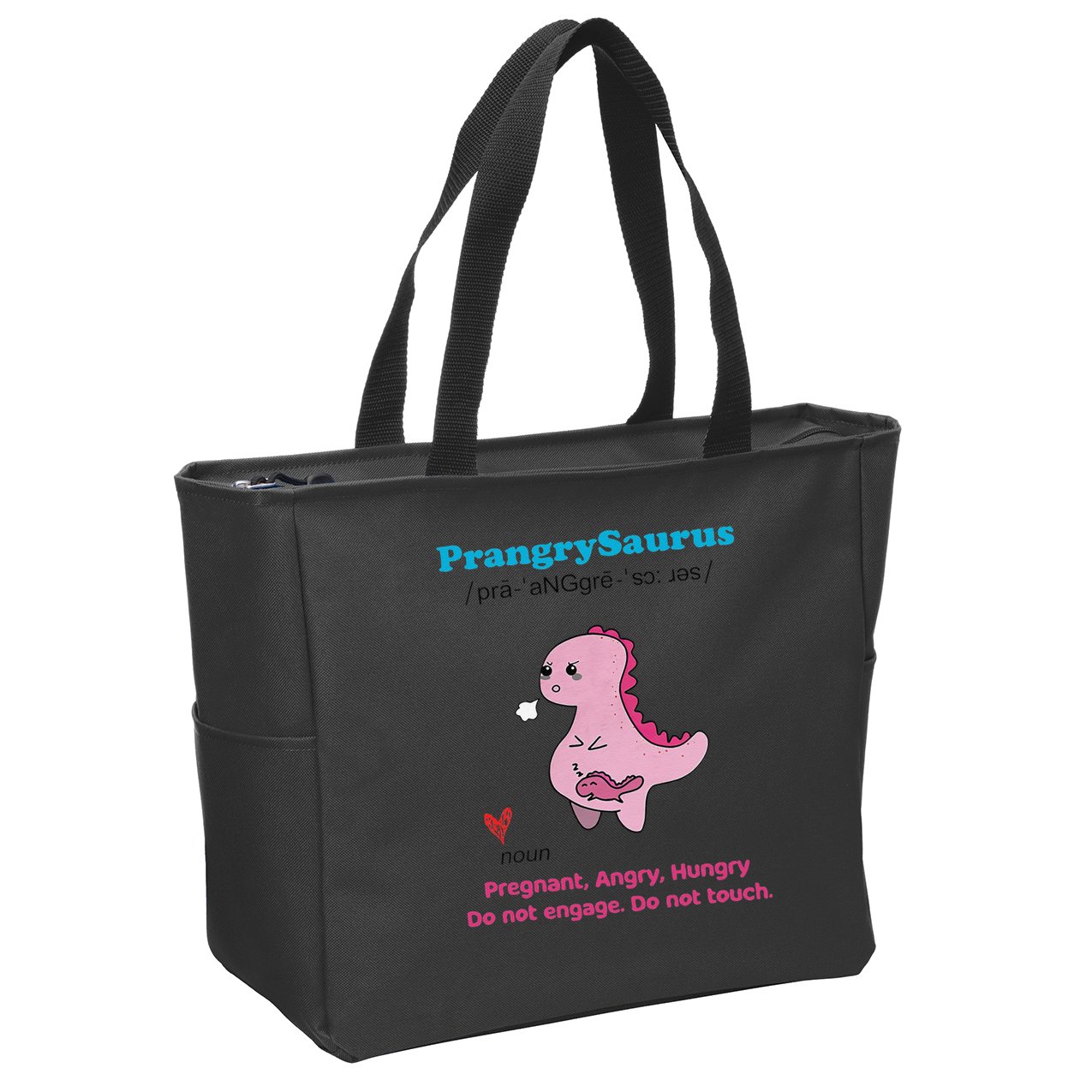 Mother's Day Pregnant Mom Prangrysaurus Pregnancy Surprise Zip Tote Bag