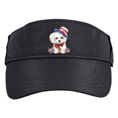 Maltese Dog Puppy USA Flag American Dogs Patriotic 4th Of July Adult Drive Performance Visor