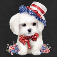 Maltese Dog Puppy USA Flag American Dogs Patriotic 4th Of July Hat