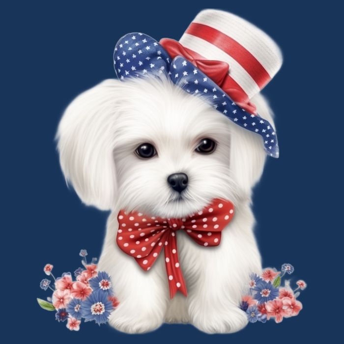 Maltese Dog Puppy USA Flag American Dogs Patriotic 4th Of July Sweatshirt