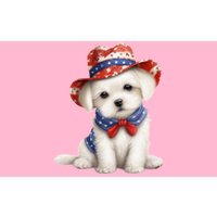 Maltese Dog Puppy USA Flag Hat American Dogs 4th Of July Bumper Sticker