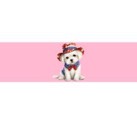 Maltese Dog Puppy USA Flag Hat American Dogs 4th Of July Bumper Sticker