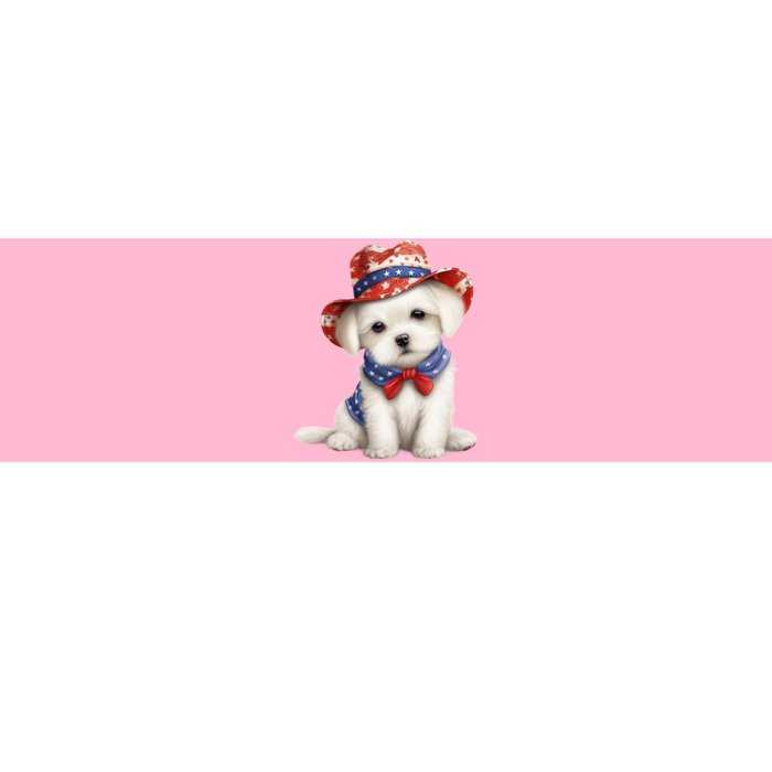 Maltese Dog Puppy USA Flag Hat American Dogs 4th Of July Bumper Sticker