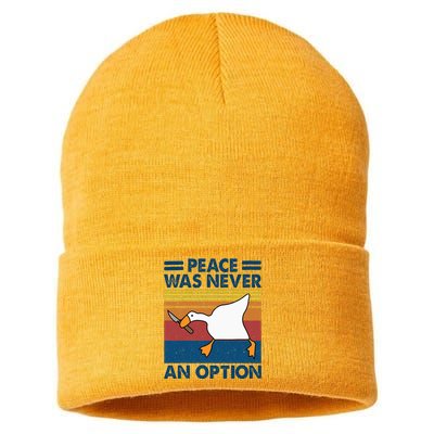 Murder Duck Peace Was Never An Option Duck With Knife Meme Sustainable Knit Beanie